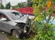 Laka Tunggal, Mobil Suzuki Ertiga Hantam Pohon Dan Plang Badan Lingkungan Hidup